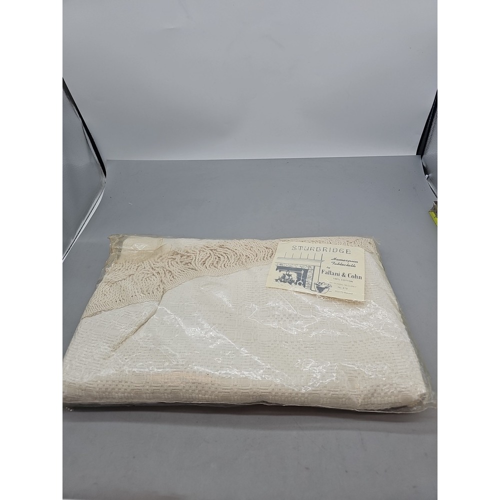 NEW Vintage Sturbridge Fallani & Cohn Homespun 70 Round 879 Tablecloth USA Cream